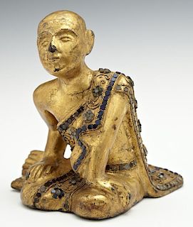Thai Parcel Gilt Seated Buddha Figure, early 20th