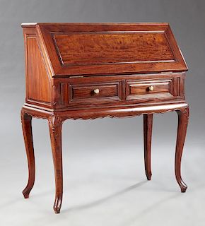 Queen Anne Style Carved Mahogany Slant Front Desk,