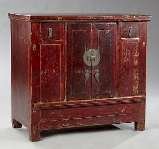 Chinese Pine Altar Cabinet, early 20th c., the rec