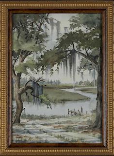 A. Street, "Louisiana Marsh Scene," 20th c., water
