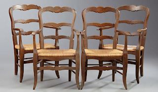 Set of Four French Provincial Carved Beech Rush Se