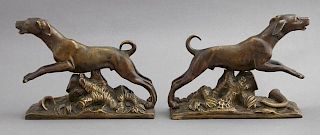 Pair of Figural Patinated Bronze Bookends, late 19
