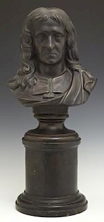 John Milton, 19th c., patinated terracotta bust, o