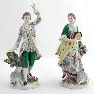 Pair of Continental Porcelain Figures, early 20th
