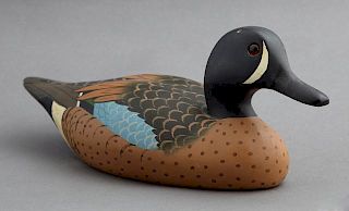 Miniature Carved and Polychromed Blue Wing Teal Du