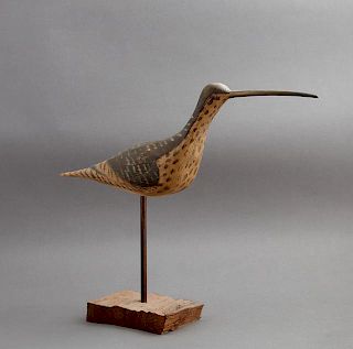 Carved and Polychromed Figure of a Curlew, 20th c.