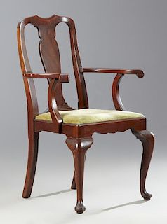 George II Style Carved Mahogany Armchair, mid 20th