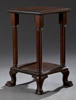 American Empire Revival Carved Mahogany Lamp Table
