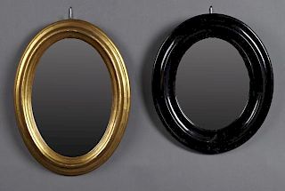 Two French Oval Mirrors, 19th c., one gilt and one