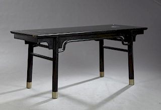 Chinese Style Ebonized Console Table, 20th c., wit