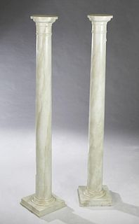 Pair of Neoclassical-Style Faux Marble Wood Column