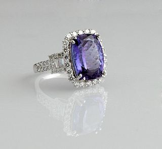 Lady's Platinum Dinner Ring, with a cushion cut 7.