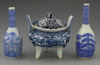 Group of Three Japanese Blue and White Porcelain A