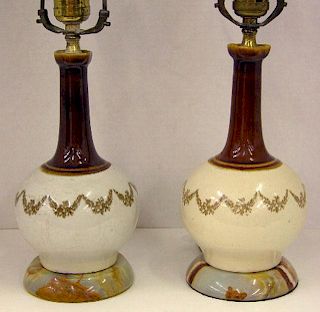 Pair of Earthenware Whiskey Decanters, 20th c., wi