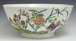 Chinese Export Punch Bowl, 20th century, decorated