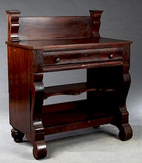 American Classical Carved Mahogany Washstand, 19th