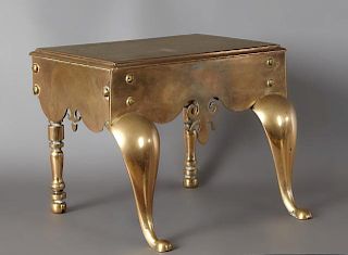 English Victorian Brass Fireplace Kettle Stand, 19