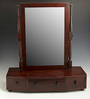 English Edwardian Banded Mahogany Dressing Mirror,
