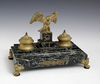 French Empire Style Gilt Bronze and Verde Antico M