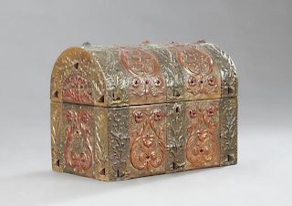 Medieval Style Hammered Brass Domed Document Box,