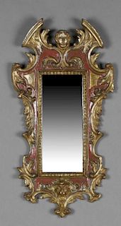 Florentine Style Parcel Gilt Polychromed Mirror, m