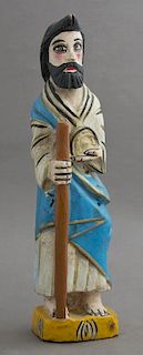 Polychromed Carved Wooden Santo, 20th c., on an in