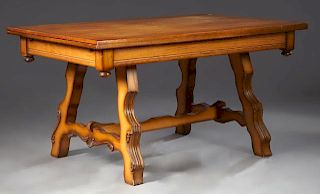 Spanish Style Carved Oak Draw Leaf Dining Table, 2