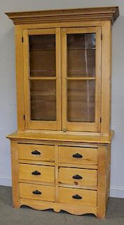 Antique Step Back Country Cabinet with 2 Doors