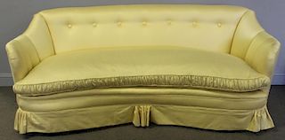 Quality Silk Upholstered Demi-Lune Shaped Settee.