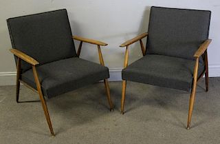 Midcentury Pair of Thin Leg Arm Chairs.