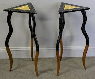 Modern Pair of Bob Johnson Painted Side Tables.