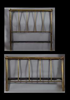 Contemporary Brass Double Headboard and Footboard,