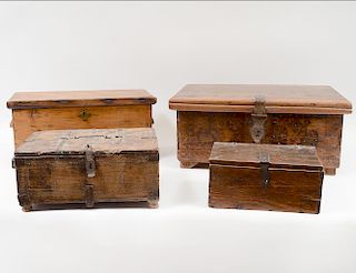 GROUP OF FOUR WOOD DOCUMENT BOXES