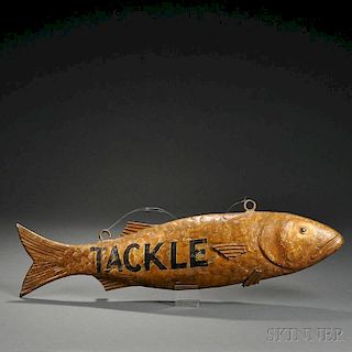 Molded Copper Codfish-form "TACKLE" Sign