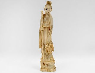 CARVED IVORY FIGURE OF A SAGE