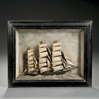 Carved and Painted Ship Diorama