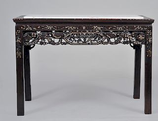 MOTHER-OF-PEARL INLAID HARDWOOD CENTER TABLE