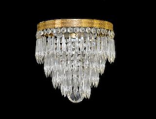 GILT METAL AND GLASS TIERED CEILING LIGHT
