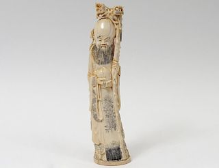 CARVED IVORY FIGURE OF A SAGE