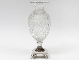 FINE SECOND EMPIRE SILVER MOUNTED CUT GLASS VASE