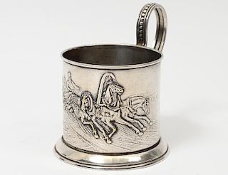 RUSSIAN SILVER PLATED CUP HOLDER