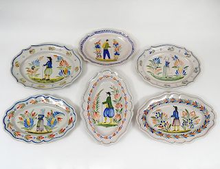 GROUP OF SIX FAIENCE PLATTERS
