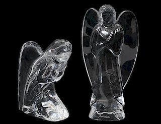 TWO BACCARAT CRYSTAL FIGURES OF ANGELS