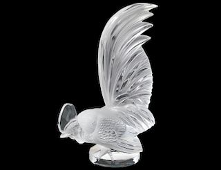 LALIQUE CRYSTAL "ROOSTER" PAPERWEIGHT
