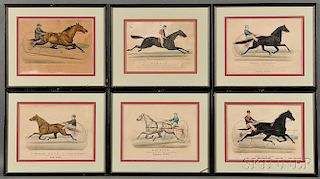 Currier & Ives, publishers (New York, 1857-1907),      Six Small Folio Horse Racing Lithographs.