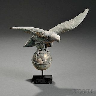 Small Gilded Molded Sheet Copper and Cast Zinc Eagle Weathervane