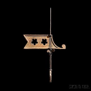 Small Cast Iron Bannerette Weathervane on Stand