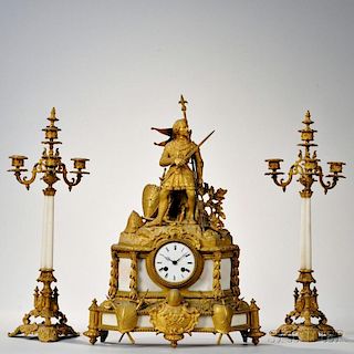 Gilt and Marble Figural Mantel Clock