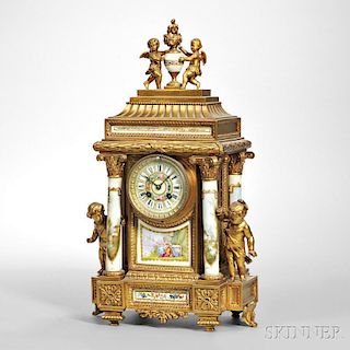 Gilt-metal and Porcelain Mantel Clock