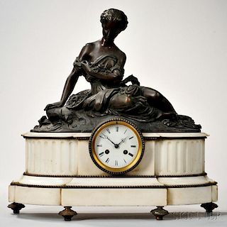 Bronze-mounted Marble Figural Mantel Clock